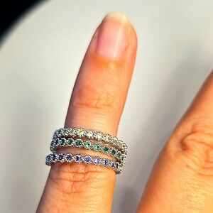 Elegant Silver and Multicolor Stackable Rings
